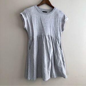 Shein Preppy Soft Cotton Casual Scoop Neck Baby Doll Mini Dress Grey
